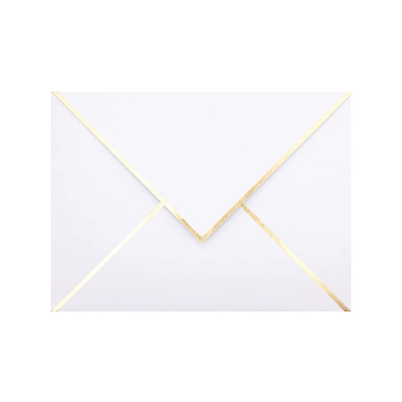 CHRIZ.Z A7 Envelopes - V Flap Foil Border Luxury Mailing Envelopes for 5" x 7" Cards - for Wedding, Invitations, Baby Shower, Photos, Graduation, Birthday, Bridal Shower - 5.25" x 7.25" (White, 25 Pack) - Image 1